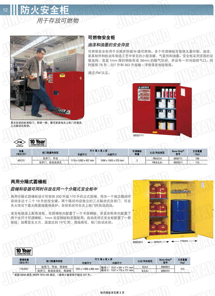 美國杰斯瑞特，防火安全柜，justrite防火柜，justrite安全柜，防爆柜justrite,8945201,1F1997